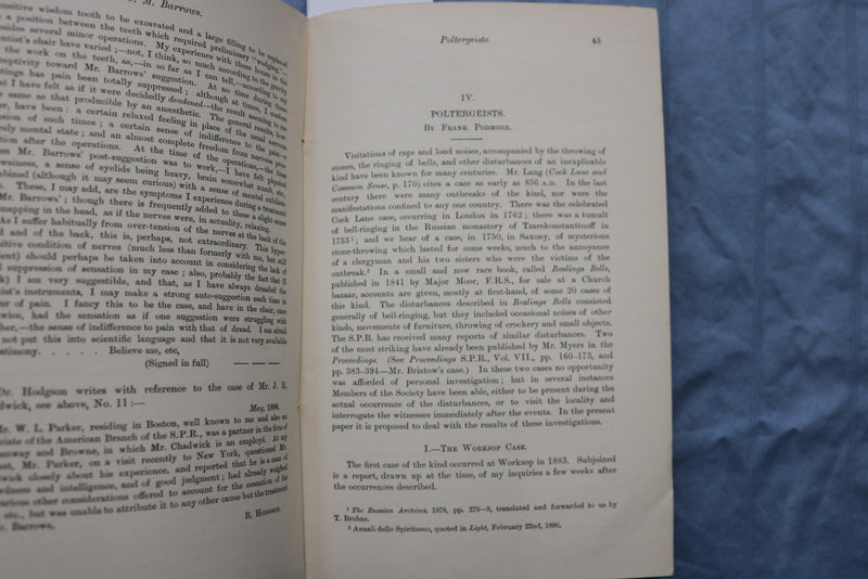 1896 JUNE SOCIETY FOR PHYSICAL RESEARCH PROCEEDINGS - SOFTCOVER BOOK - K 3193