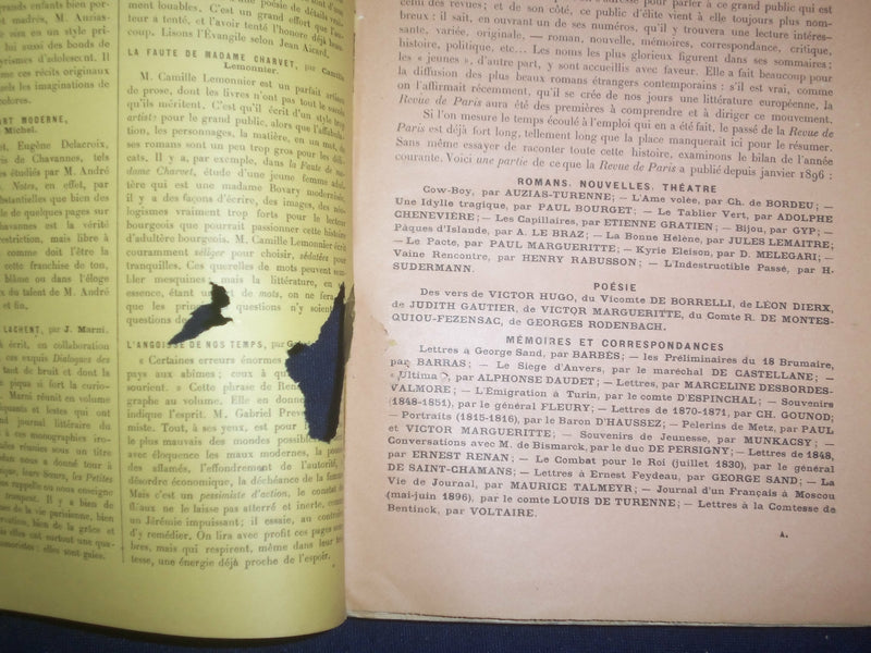 1896 OCTOBER LA REVUE DE PARIS - BALZAC - J 6414