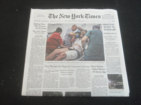 2022 JUNE 2 NEW YORK TIMES - BARRAGES IN EAST TAKE HEAVY TOLL ON UKRAINE ARMY