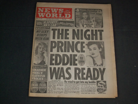 1990 APRIL 15 NEWS OF THE WORLD NEWSPAPER-NIGHT PRINCE EDDIE WAS READY - NP 3406