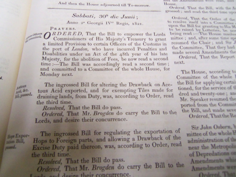 1821-22 JOURNALS OF THE HOUSE OF COMMONS- KING GEORGE IV 1ST YEAR REIGN- KD 1328