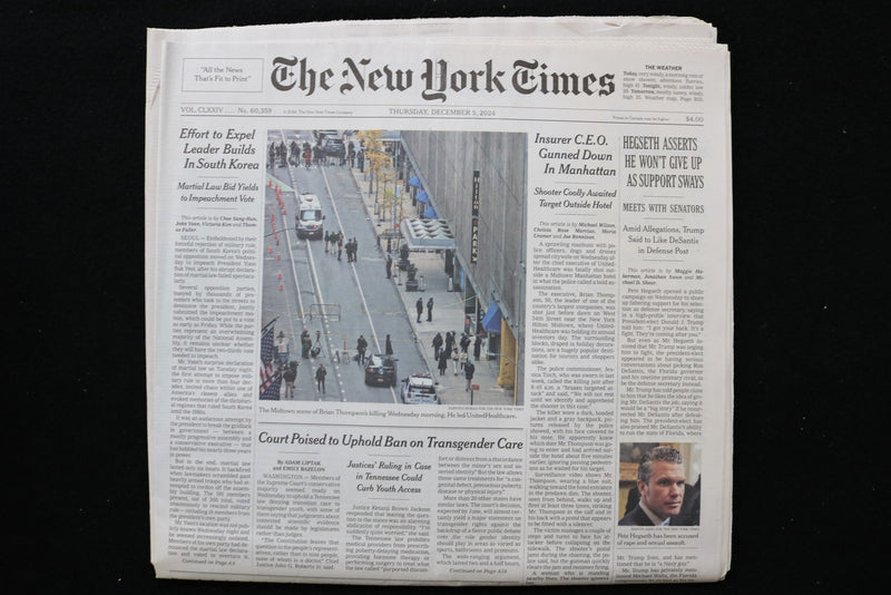 2024 DECEMBER 5 NEW YORK TIMES- HEGSETH ASSERT HE WON'T GIVE UP AS SUPPORT SWAYS
