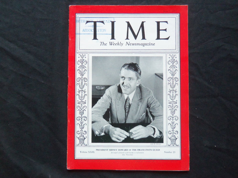1937 JUNE 7 TIME MAGAZINE - SIDNEY HOWARD - T 565