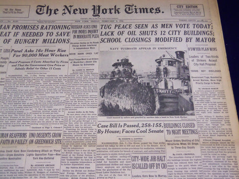1946 FEBRUARY 8 NEW YORK TIMES - TUG PEACE SEEN, MEN VOTE TODAY - NT 2633