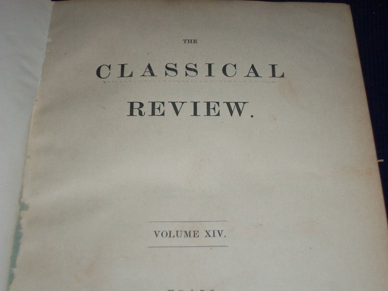 1895-1900 THE CLASSICAL REVIEW BOUND VOLUME LOT OF 2 - VOLUME 9 + 14 - KD 1186