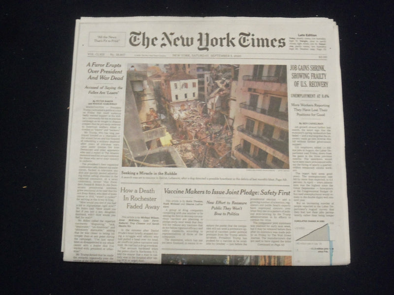 2020 SEP 5 NEW YORK TIMES - JOB GAINS SHRINK, SHOWING FRAILTY OF U.S. RECOVERY
