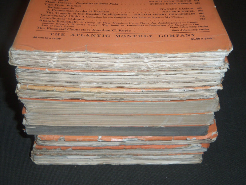 1929 THE ATLANTIC MONTHLY MAGAZINE LOT 9 ISSUES - STORIES & ARTICLES - WR 341F