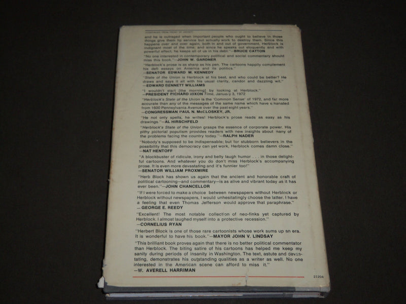 1972 HERBLOCK'S STATE OF THE UNION BY HERBERT BLOCK HARDCOVER BOOK - KD 4724