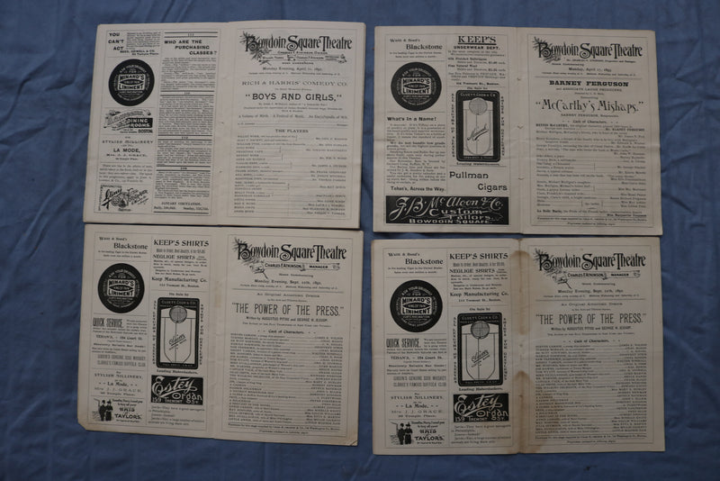 1892-1893 BOWDOIN SQUARE THEATRE PROGRAM - LOT OF 4 - BOSTON, MA - K 2608