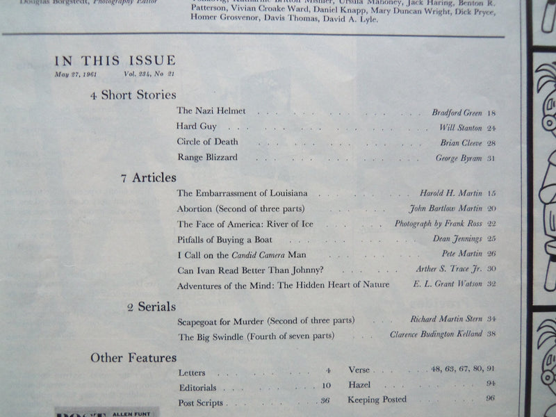 1961 MAY 27 THE SATURDAY EVENING POST MAGAZINE - ALLEN FUNT ARTICLE - SP 2275