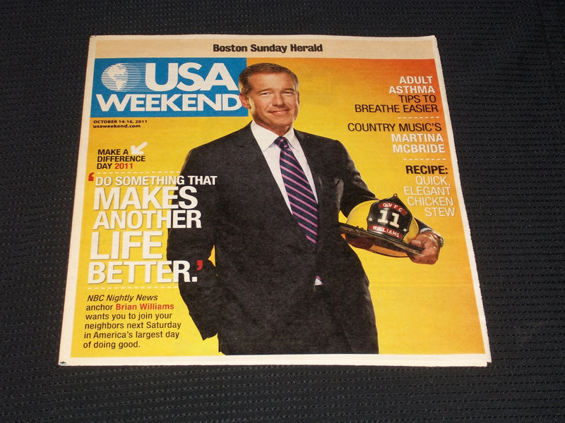 2011 OCTOBER 14 BOSTON SUNDAY HERALD USA MAGAZINE - BRIAN WILLIAMS - E 4901
