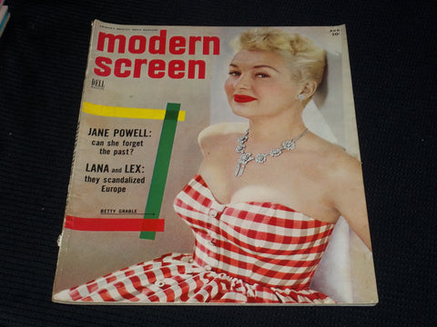 1953 AUGUST MODERN SCREEN MAGAZINE - BETTY GRABLE FRONT COVER - E 1834
