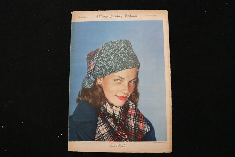 1949 JANUARY 9 CHICAGO SUNDAY TRIBUNE MAGAZINE - LAUREN BACALL COVER - E 26258