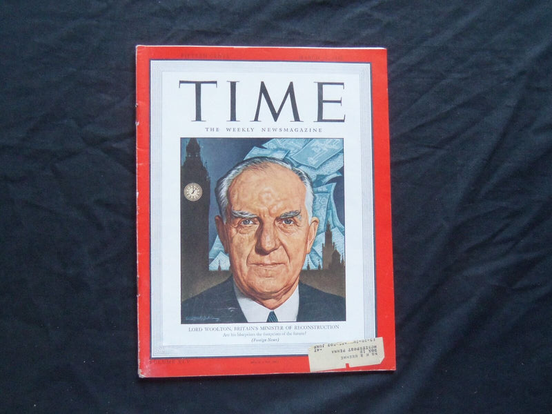 1945 MARCH 26 TIME MAGAZINE - LORD WOOLTON - T 960