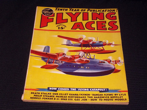 1938 FEBRUARY FLYING ACES MAGAZINE ILLUSTRATED FRONT COVER - E 135