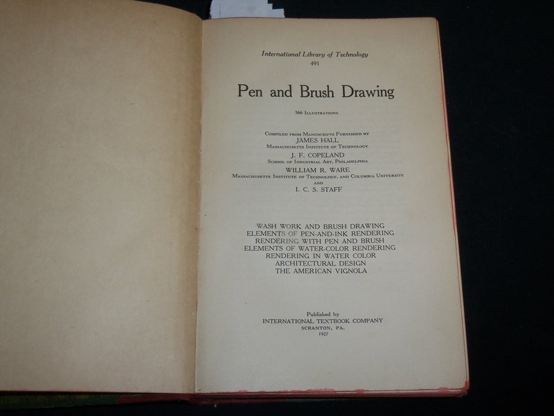 1927 PEN AND BRUSH DRAWING HARDCOVER BOOK - LIBRARY OF TECHNOLOGY - KD 7047