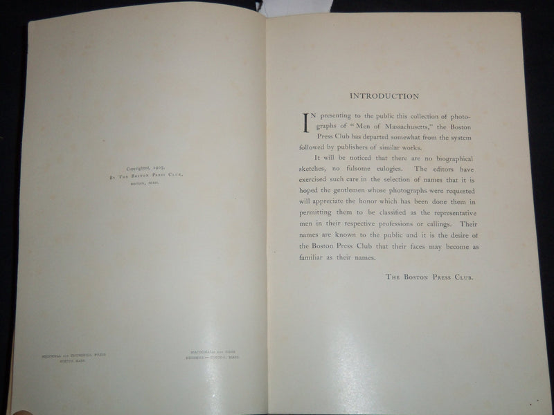 1903 MEN OF MASSACHUSETTS VOLUME - COLLECTION OF PORTRAITS - KD 4502B