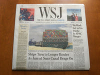 2021 MARCH 27-28 THE WALL STREET JOURNAL-SHIPS TURN TO LONGER ROUTES, SUEZ CANAL