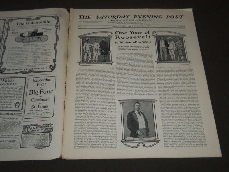 1902 OCTOBER 4 THE SATURDAY EVENING POST MAGAZINE - ILLUSTRATED COVER- SP 1061
