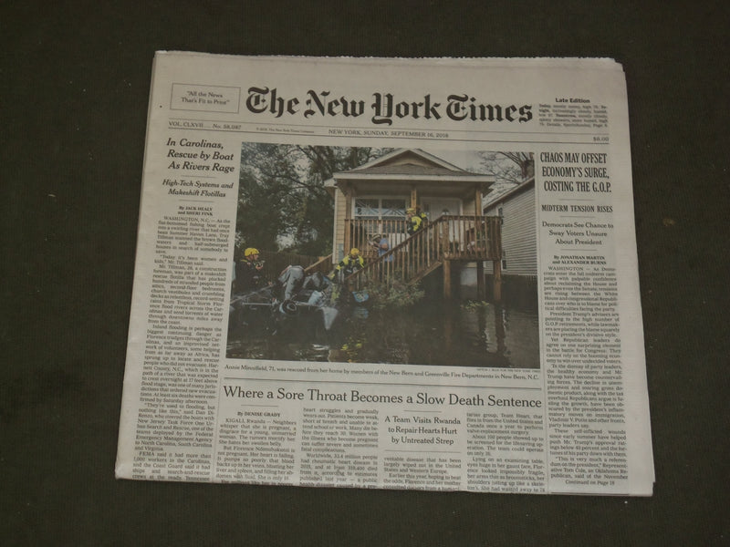 2018 SEPTEMBER 16 NEW YORK TIMES - CHAOS MAY OFFSET ECONOMY SURGE, COSTING GOP