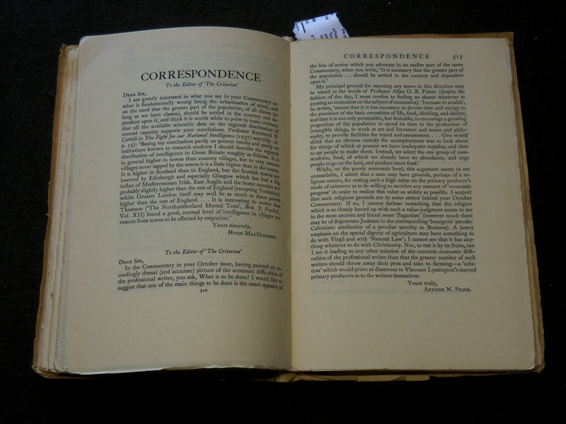 1939 JANUARY THE CRITERION QUARTERLY REVIEW MAGAZINE - POUND - MILLER - J 6159
