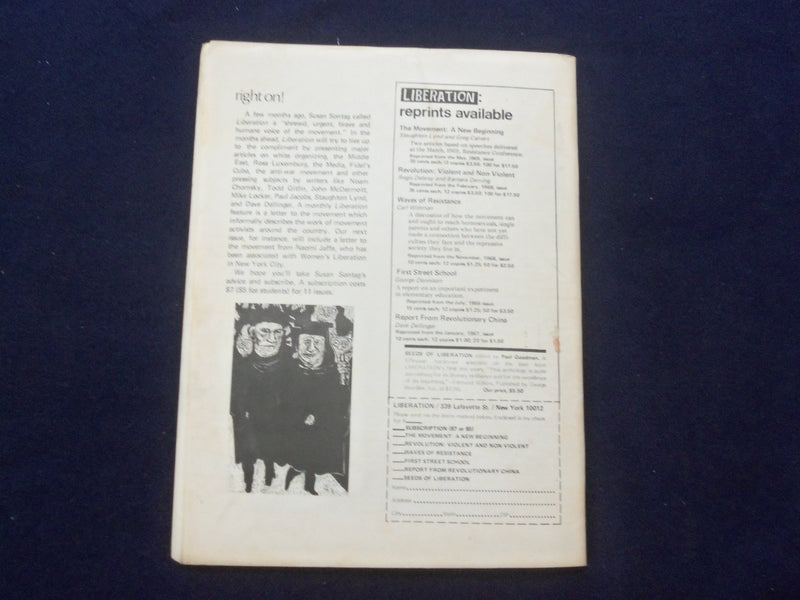 1969 AUG-SEP LIBERATION MAGAZINE - THE MOVEMENT: 10 YEARS FROM NOW - J 9753