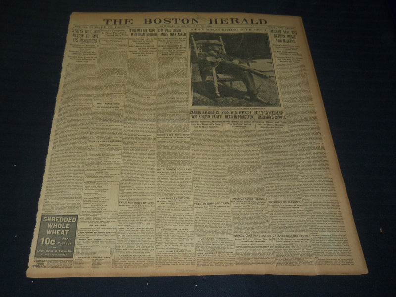 1908 MAY 16 THE BOSTON HERALD - JOHN B. MORAN RESTING IN THE SOUTH - BH 69