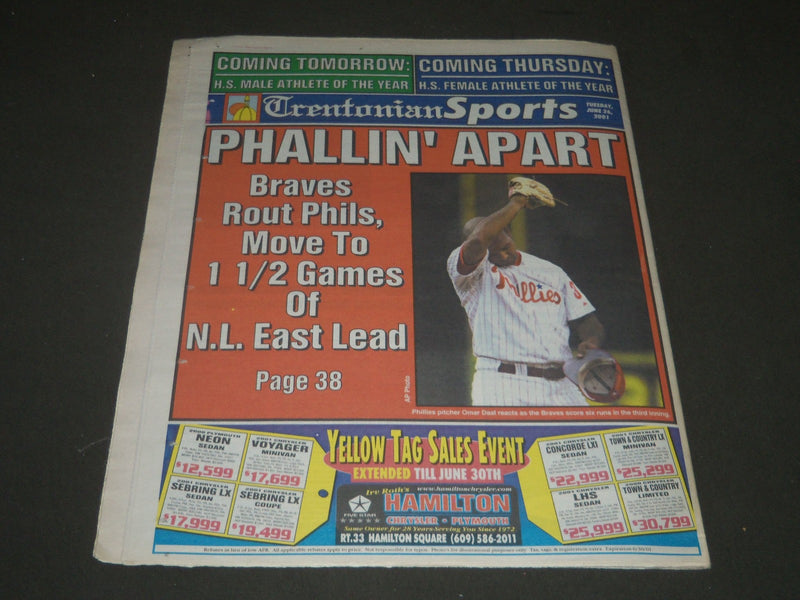 2001 JUNE 26 THE TRENTONIAN NEWSPAPER - BROOKLYN'S NEW BUMS - NP 2563
