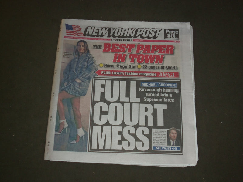 2018 SEPTEMBER 5 NEW YORK POST NEWSPAPER - BRETT KAVANAUGH HEARING FARCE