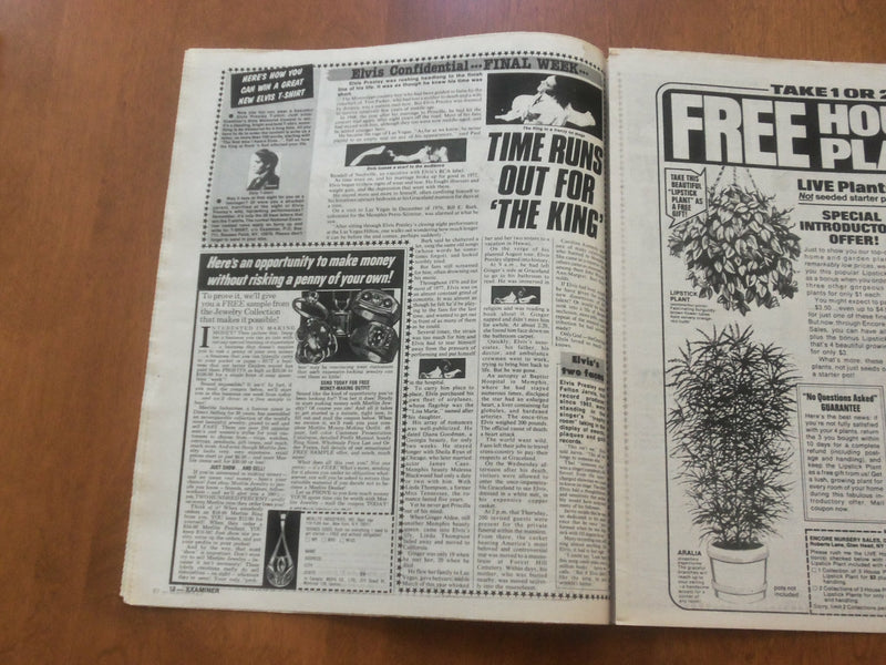 1977 OCTOBER 4 NATIONAL EXAMINER NEWSPAPER -ELVIS PRESLEY: INSIDE STORY- NP 4714