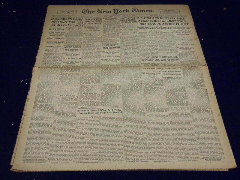 1935 OCT 10 NEW YORK TIMES - HAUPTMANN LOSES FIGHT IN APPEALS COURT - NT 4306