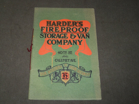 1900'S HARDER'S FIRE PROOF STORAGE & VAN COMPANY CATALOG - CHICAGO ILL - J 3476