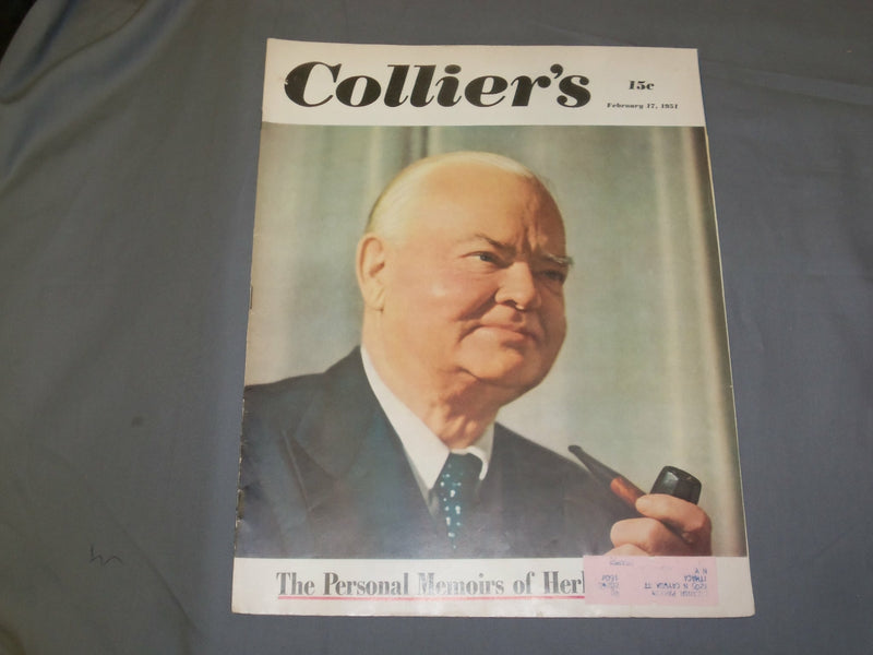 1951 FEB 17 COLLIER'S MAGAZINE - HERBERT HOOVER - COCA-COLA AD ON BACK - B 6428