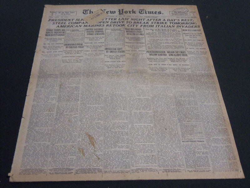 1919 SEPTEMBER 28 NEW YORK TIMES - PRESIDENT SLIGHTLY BETTER LAST NIGHT- NT 7035