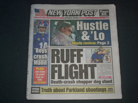 2019 SEP 9 NEW YORK POST NEWSPAPER - RUFF FLIGHT; DEATH-CRASH CHOPPER DOG STUNT