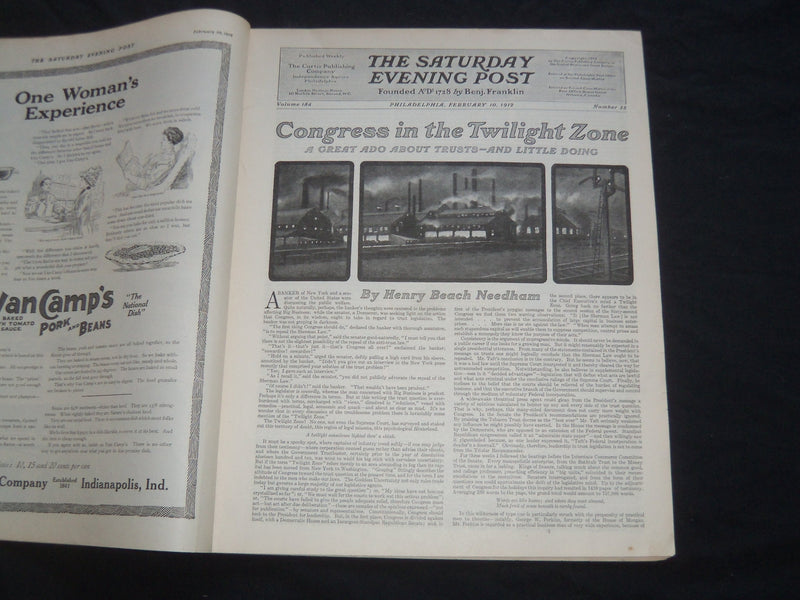 1912 FEBRUARY 10 THE SATURDAY EVENING POST MAGAZINE - ILLUSTRATED COVER - SP 626