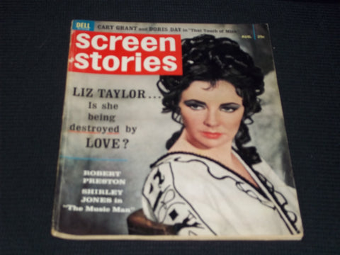 1962 AUGUST SCREEN STORIES MAGAZINE - LIZ TAYLOR FRONT COVER - E 14439