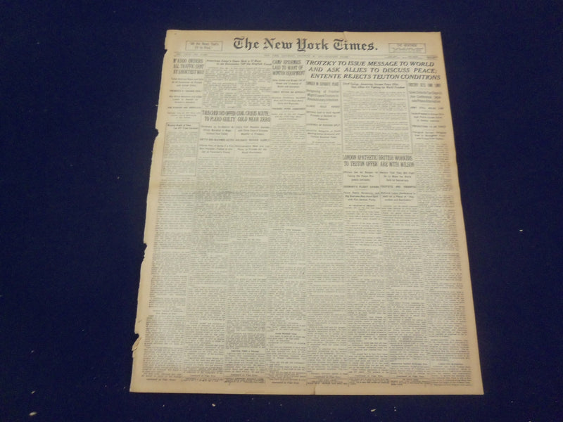 1917 DECEMBER 29 NEW YORK TIMES - TROTZKY TO ISSUE MESSAGE TO WORLD - NT 8263