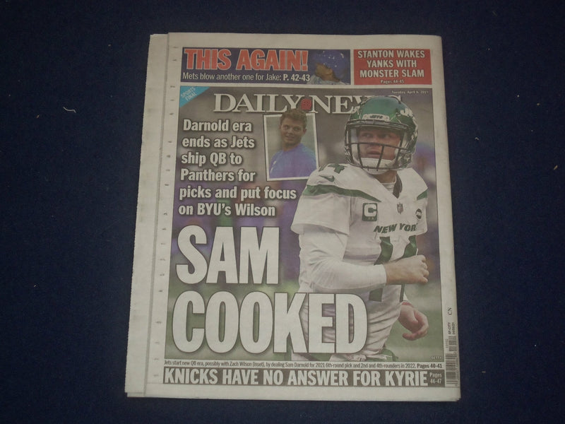 2021 APRIL 6 NEW YORK DAILY NEWS NEWSPAPER - NEW YORK JETS TRADE SAM DARNOLD