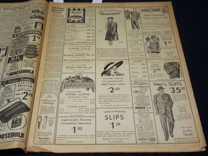 1942 MAY 16 NEW BEDFORD MORNING MERCURY NEWSPAPER - GERMANS ENTER KERCH- NT 8907