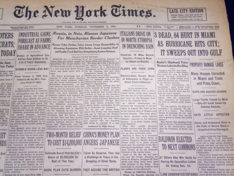1935 NOVEMBER 5 NEW YORK TIMES - MIAMI HURRICANE 3 DEAD - NT 3798