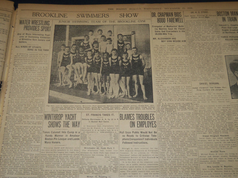 1909 DECEMBER 15 THE BOSTON HERALD - WORCESTER RE-ENTERS LICENSE FOLD - BH 315