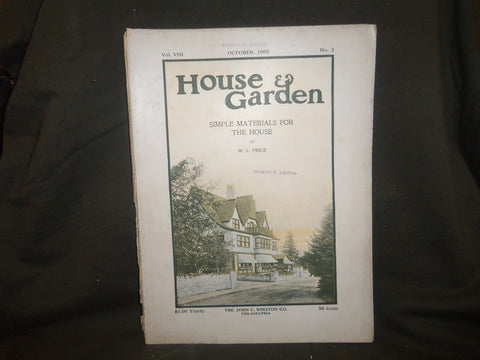 1905 OCTOBER THE HOUSE & GARDEN MAGAZINE - GREAT PHOTOS & ADS - ST 774