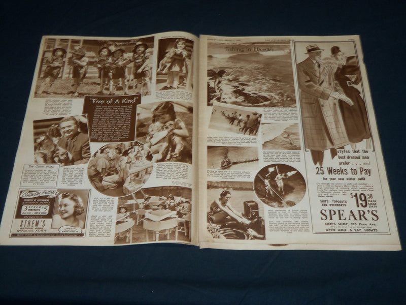 1938 NOVEMBER 6 THE PITTSBURGH PRESS SUNDAY ROTO SECTION - 5 OF A KIND - NP 4497