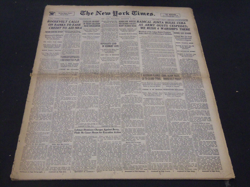 1933 SEPTEMBER 6 NEW YORK TIMES - RADICAL JUNTA RULES CUBA - NT 5262