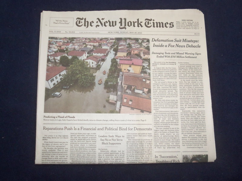 2023 MAY 28 NEW YORK TIMES - DEFAMATION SUIT MISSTEPS: INSIDE FOX NEWS DEBACLE