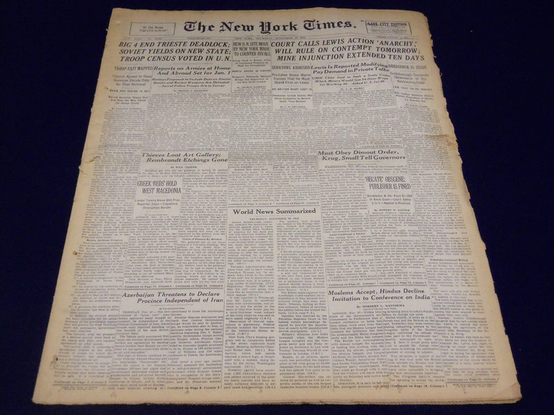 1946 NOVEMBER 28 NEW YORK TIMES - COURT CALLS LEWIS ACTION ANARCHY - NT 832