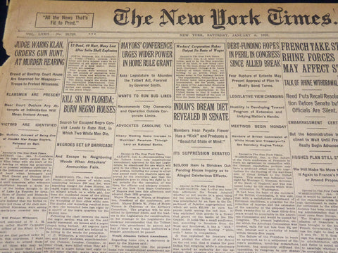 1923 JANUARY 6 NEW YORK TIMES - JUDGE WARNS KLAN AT MURDER HEARING - NT 7890