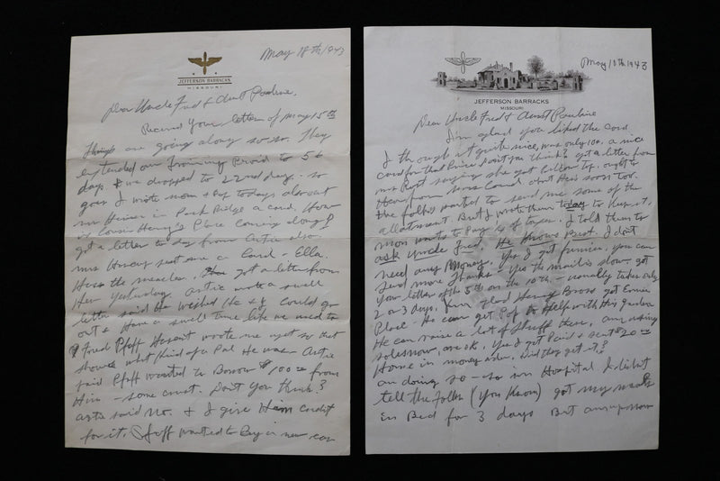 1943 JEFFERSON BARRACKS LETTERS - LOT OF 2 - MISSOURI - K 2771