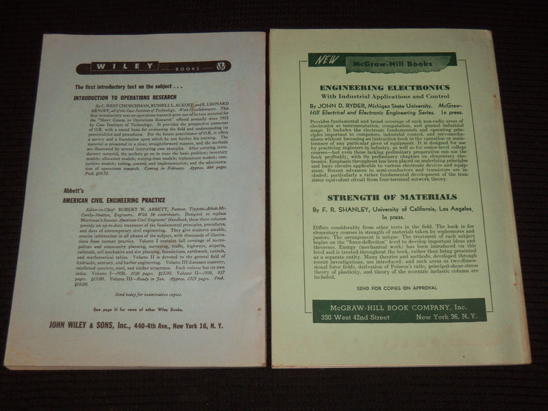 1956-1957 ENGINEERING EDUCATION JOURNAL MAGAZINES LOT OF 2 ISSUES - K 1060